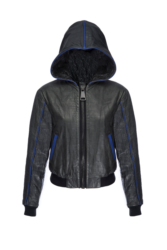 Leather Bomber w/ Hoodie