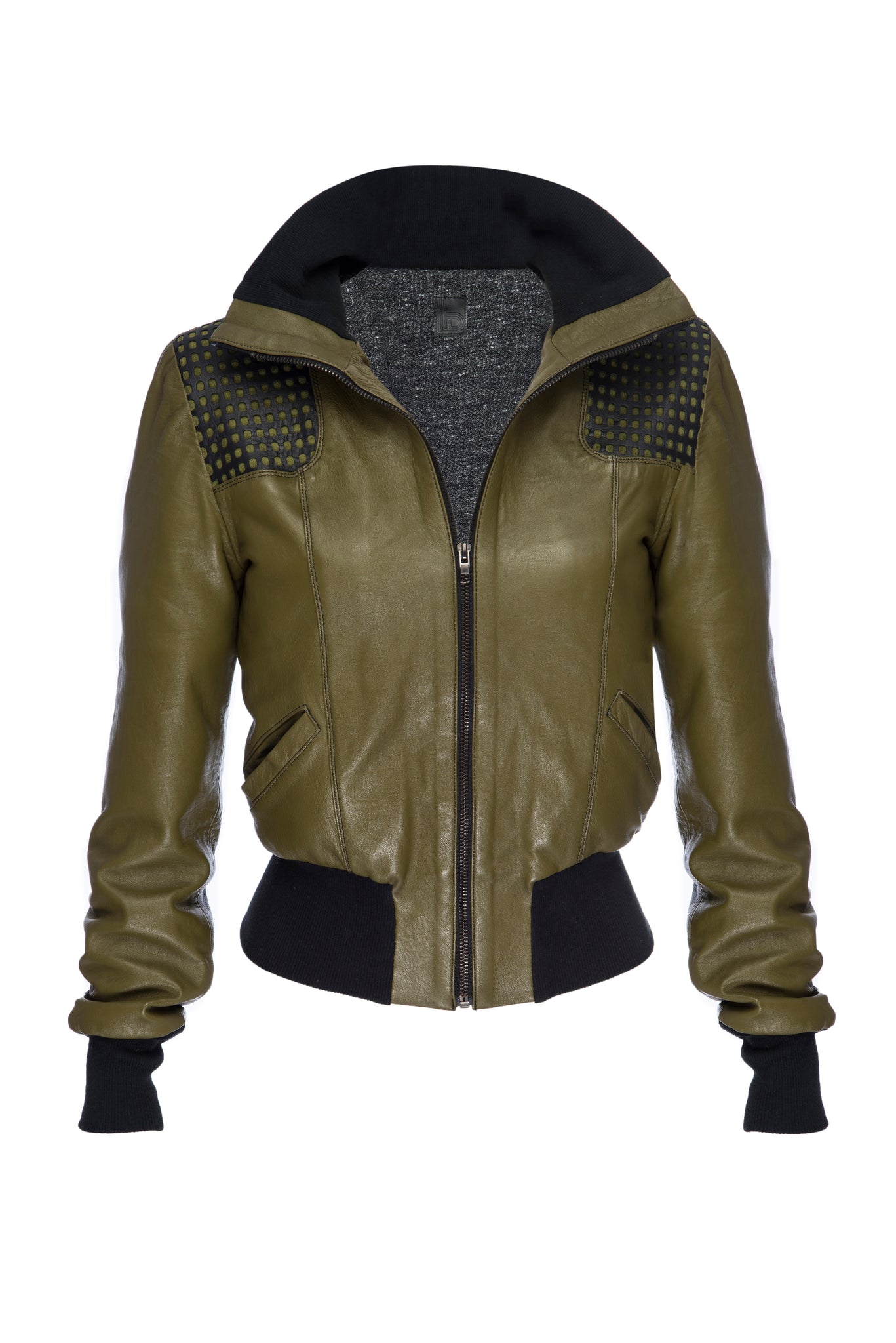 Fitted Leather Jacket- Color Blocked